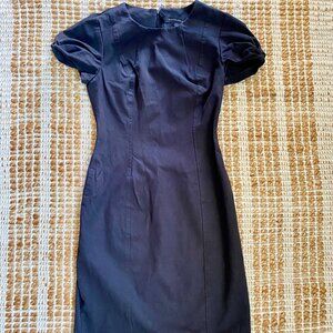 Banana Republic 00 Petite Black Dress – Cap Sleeve LBD – Stretch Pencil Fit